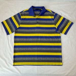 Walter Hagen Mens Striped Short Sleeve Golf Polo Shirt Purple Gray Yellow Sz XL
